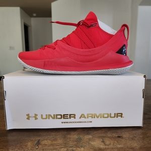 Under Armour Curry 5 Red Size 9.5 Basketball Shoes